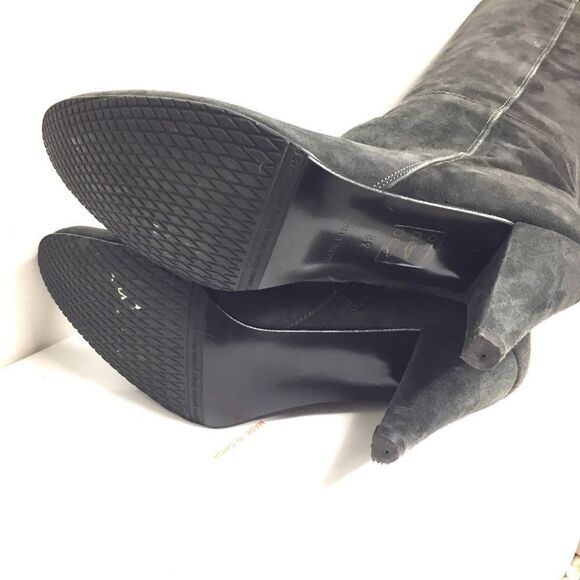 VERA Pells Suede Italian Knee High Heeled Boots Grey 38 - Picture 8 of 8